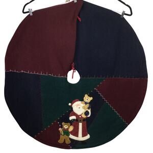 Vintage Felt Patchwork Prima Creations Lined Large 41.5" Christmas Tree Skirt